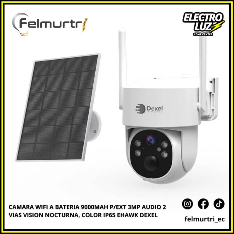 CAMARA WIFI A BATERIA P/EXTERIOR 3MP AUDIO 2 VIAS VISION NOCTURNA EHAWK