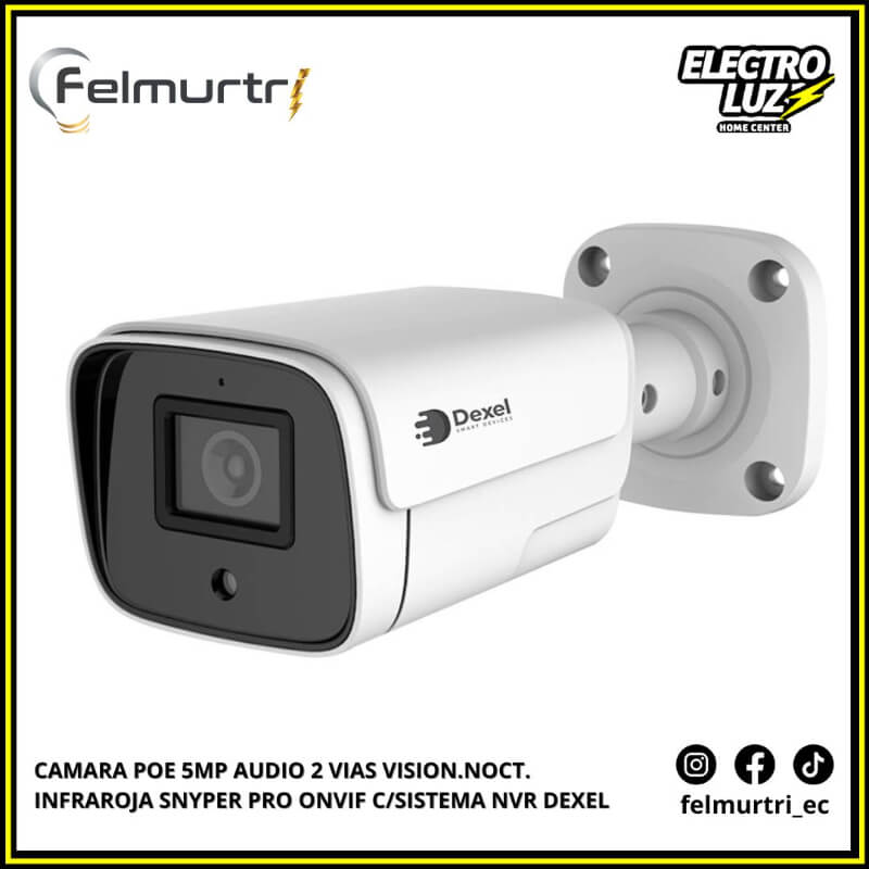 CAMARA POE 5MP AUDIO 2 VIAS VISION.NOCT. INFRAROJA C/SISTEMA NVR