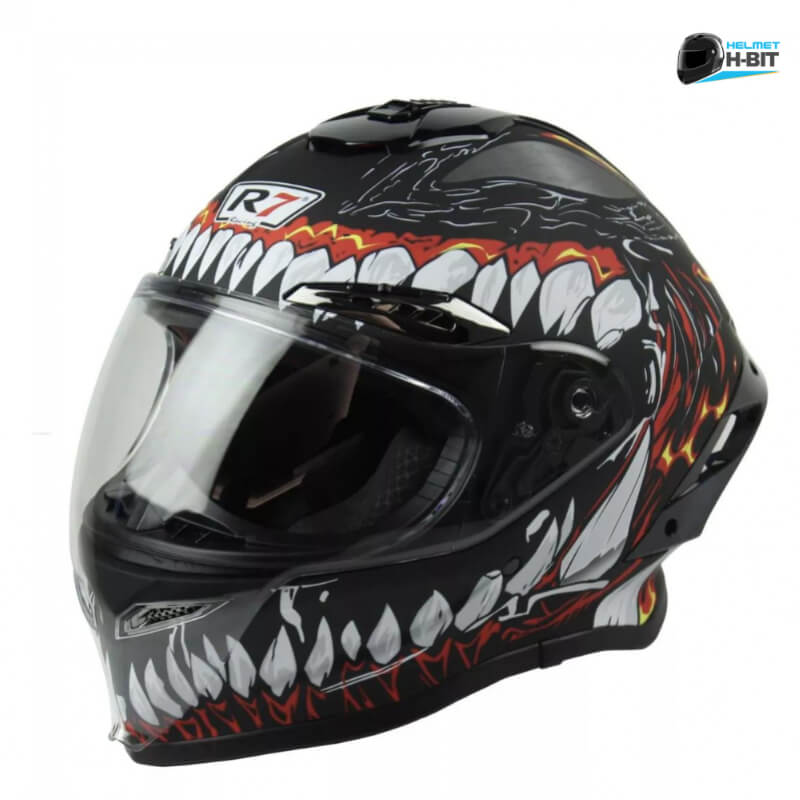 Casco Integral R7 Racing Arrow Colmillos Negro - Certificación DOT, Diseño Mate