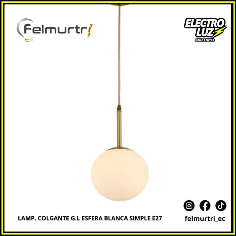 LAMP. COLGANTE G.L ESFERA BLANCA SIMPLE E27