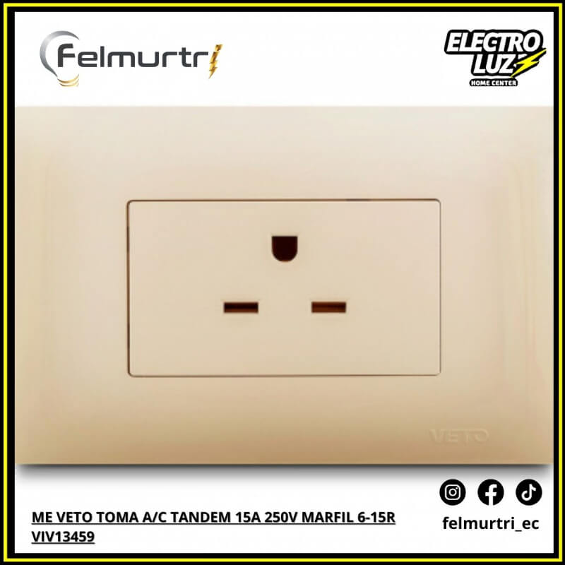 TOMA A/C TANDEM 15A 250V MARFIL