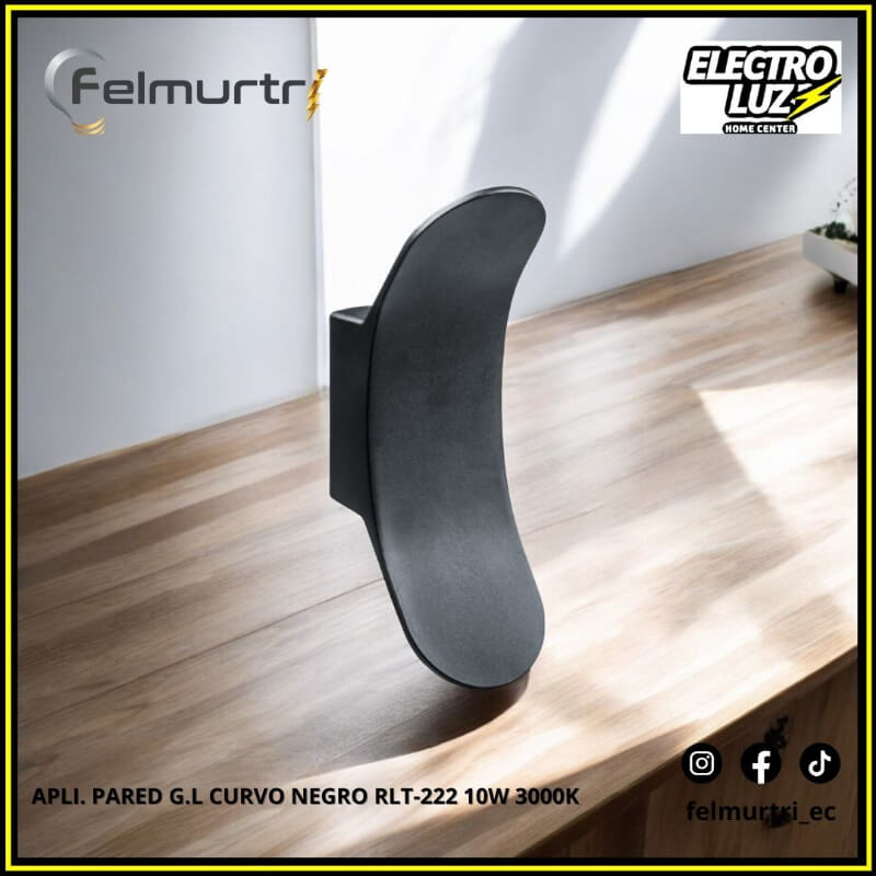 APLIQUE PARED CURVO NEGRO 10W 3000K