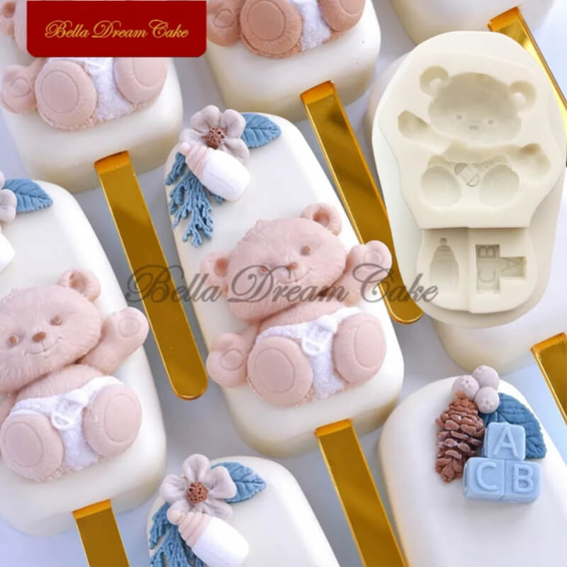 Molde de silicona con diseño de MOLDE OSO BEBE para uso en Velas, jabón, yeso, chocolate, resina, hielo.