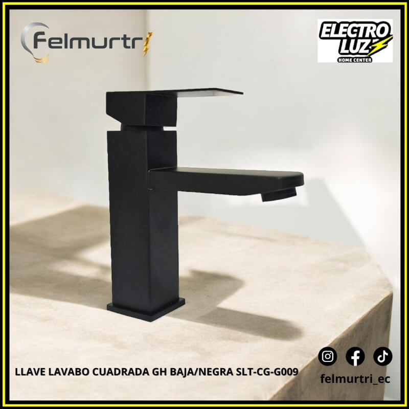 LLAVE LAVABO CUADRADA BAJA/NEGRA