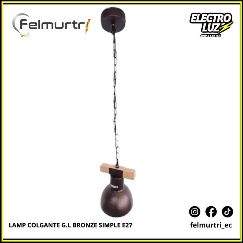 LAMPARA COLGANTE BRONZE SIMPLE E27