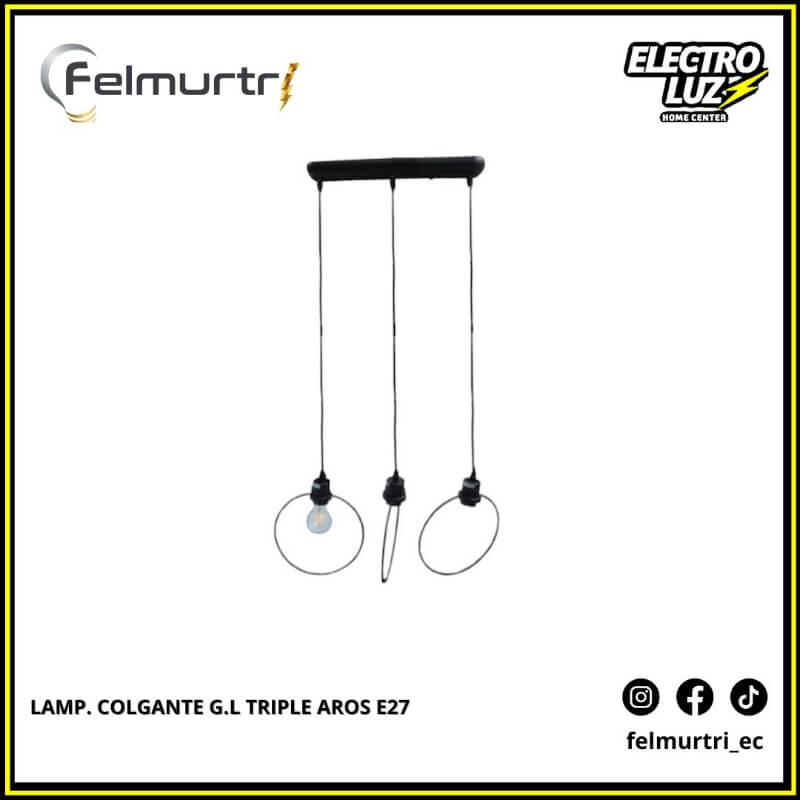 LAMPARA COLGANTE TRIPLE AROS E27