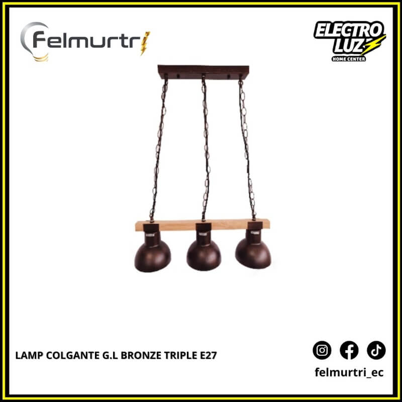 LAMPARA COLGANTE BRONZE TRIPLE E27