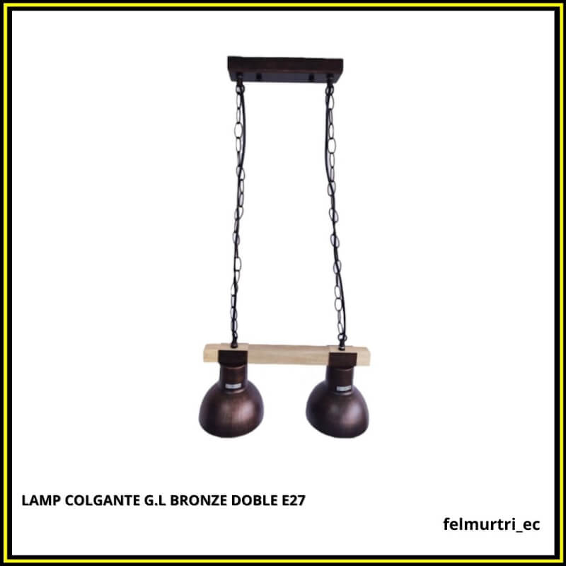 LAMPARA COLGANTE BRONZE DOBLE E27