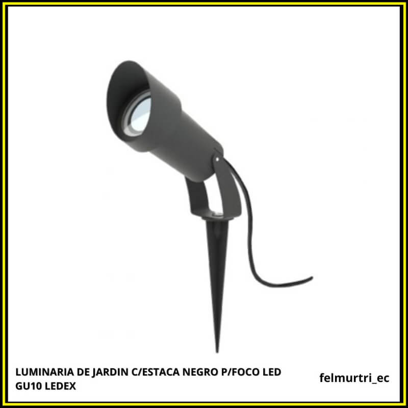 LUMINARIA DE JARDIN C/ESTACA NEGRO P/FOCO LED GU10 LEDEX