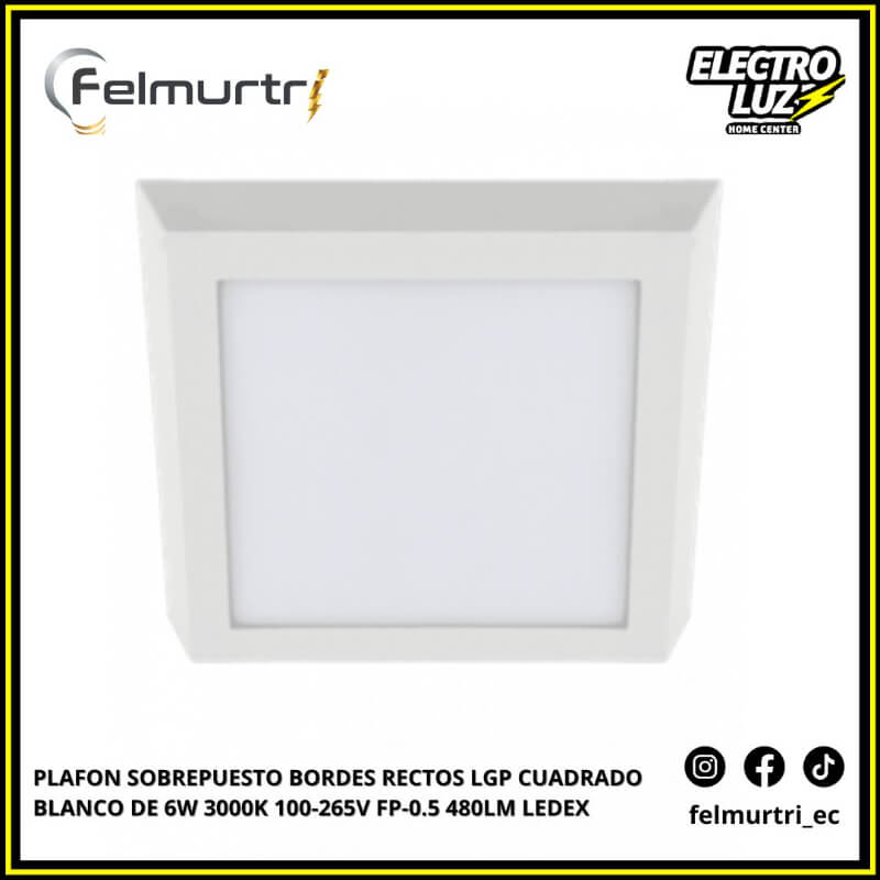 OJO DE BUEY SOBREPUESTO CUADRADO BLANCO 6W 3000K