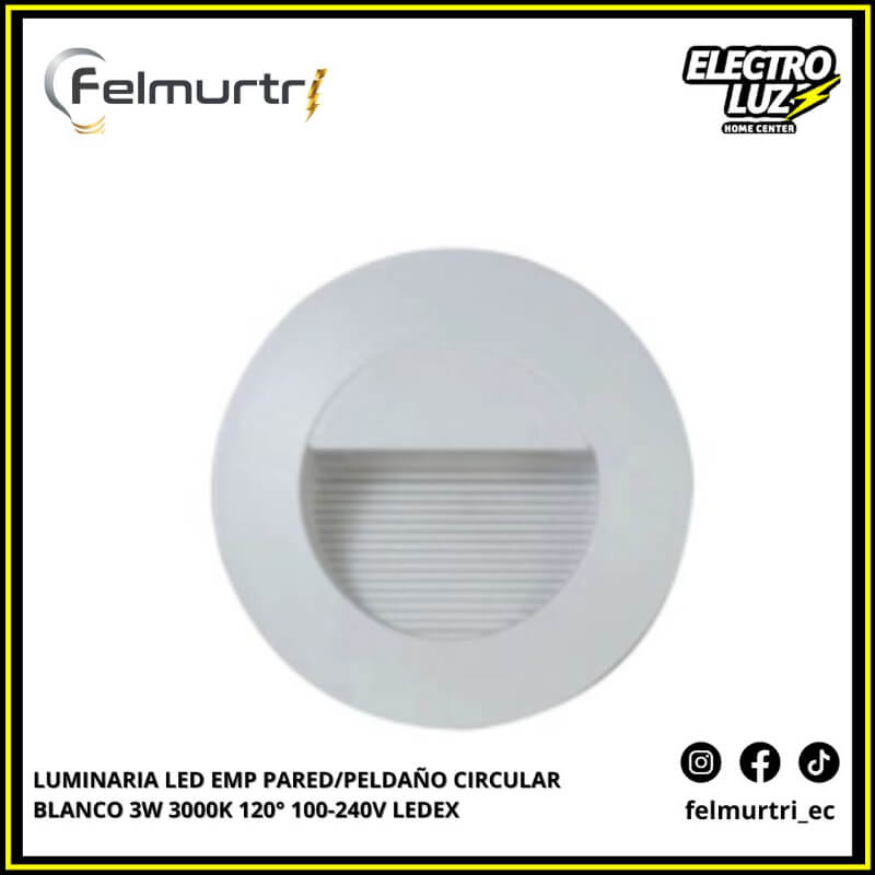 LUMINARIA LED EMPOTRABLE PARED/PELDAÑO CIRCULAR BLANCO 3W 3000K