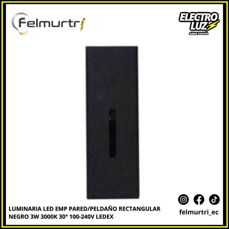 LUMINARIA LED EMPOTRABLE PARED/PELDAÑO RECTANGULAR NEGRO 3W 3000K