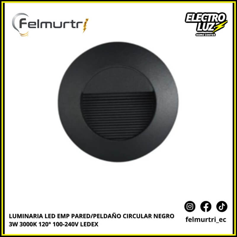 LUMINARIA LED EMPOTRABLE PARED/PELDAÑO CIRCULAR NEGRO 3W 3000K