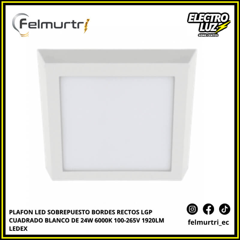 OJO DE BUEY LED SOBREPUESTO CUADRADO BLANCO DE 24W 6000K