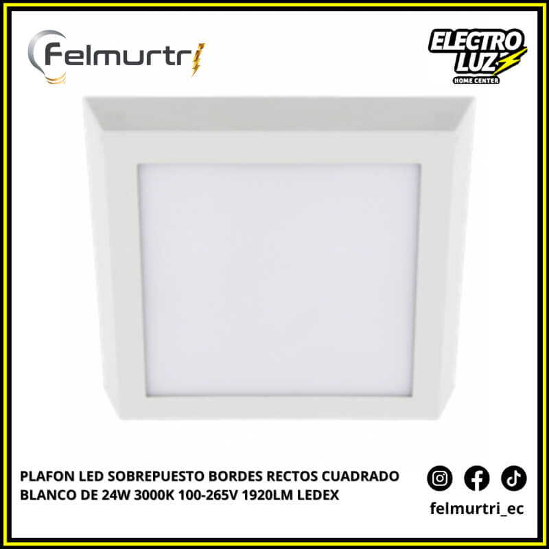 OJO DE BUEY LED SOBREPUESTO CUADRADO BLANCO 24W 3000K