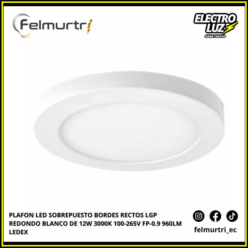 OJO DE BUEY LED SOBREPUESTO REDONDO BLANCO 12W 3000K