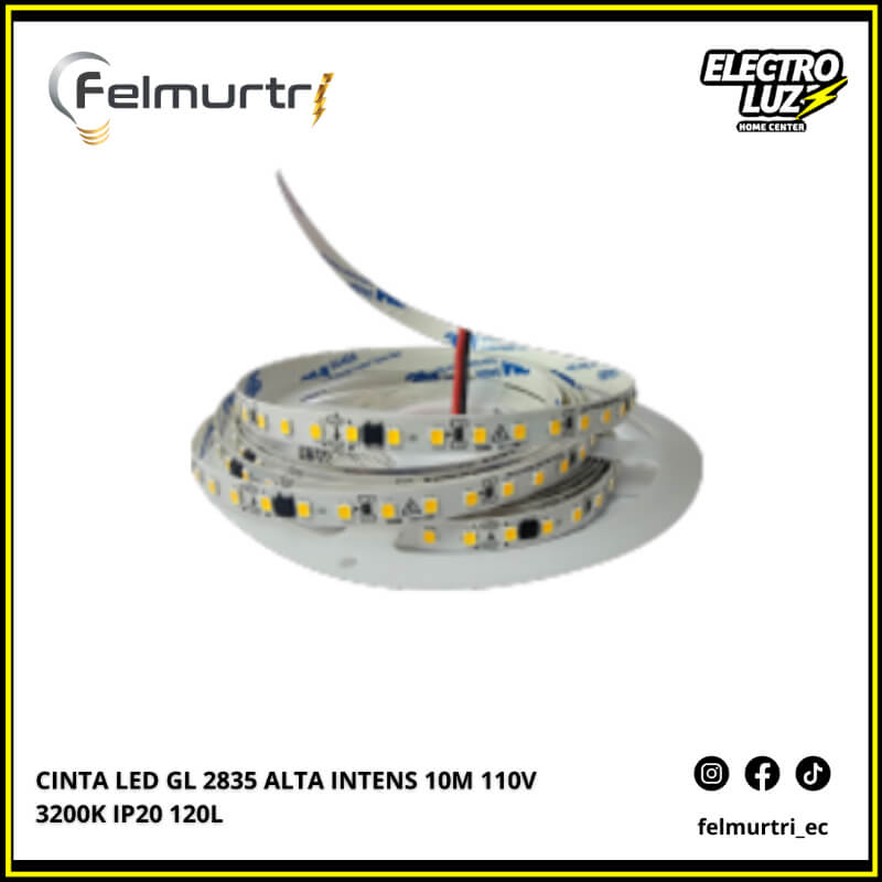 CINTA LED ALTA INTENSIDAD 10M 110V 3200K 120L