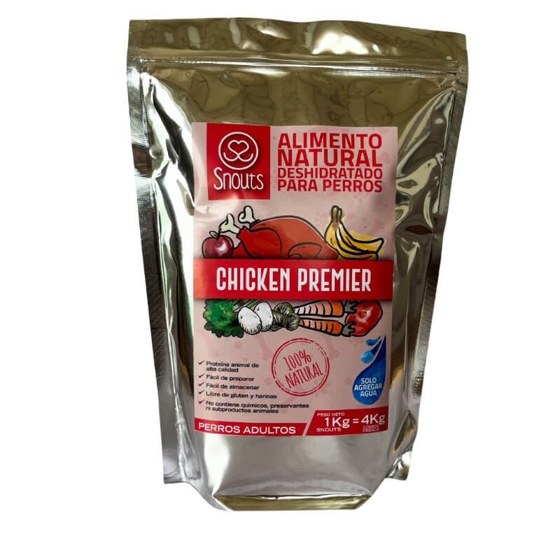 Chicken Premier 1 kg: Preparación de alimento natural y saludable deshidratado para perros de pollo con huevo