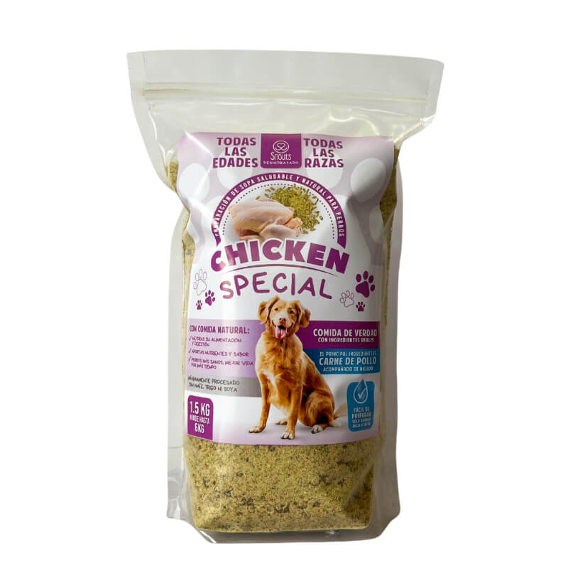 Chicken Special 1.5 kg: Preparación de alimento natural y saludable deshidratado para perros de pollo con hígado