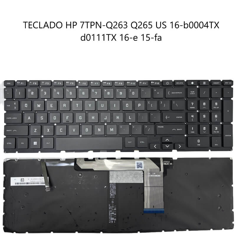 TECLADO HP 7TPN-Q263 Q265 US 16-b0004TX d0111TX 16-e 15-fa