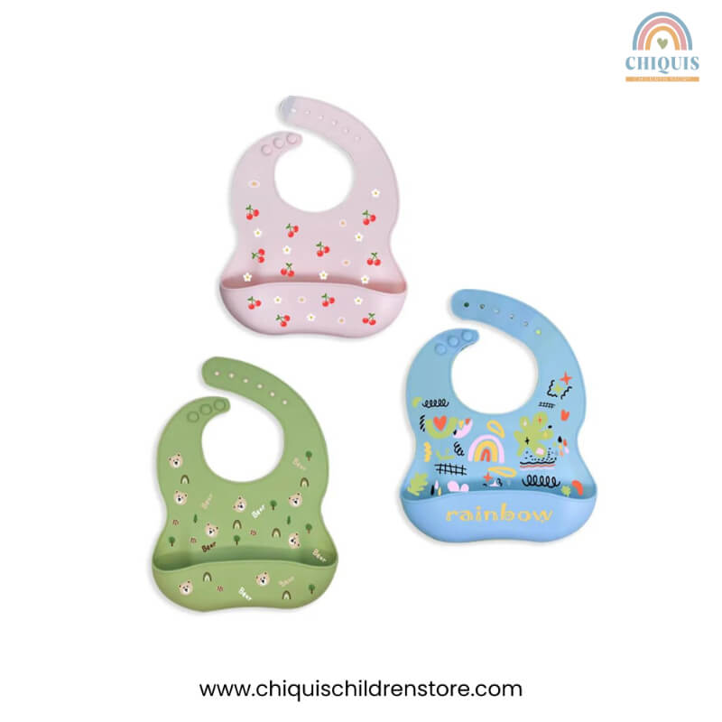 Babero para Bebé de Silicona TT309 - Arcoíris, Cherry, Oso | CHIQUIS CHILDREN STORE