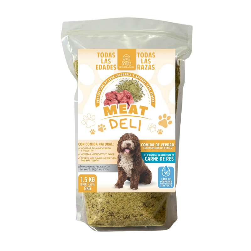 Meat Deli 1.5 kg: Preparación de alimento natural y saludable deshidratado para perros de carne de res