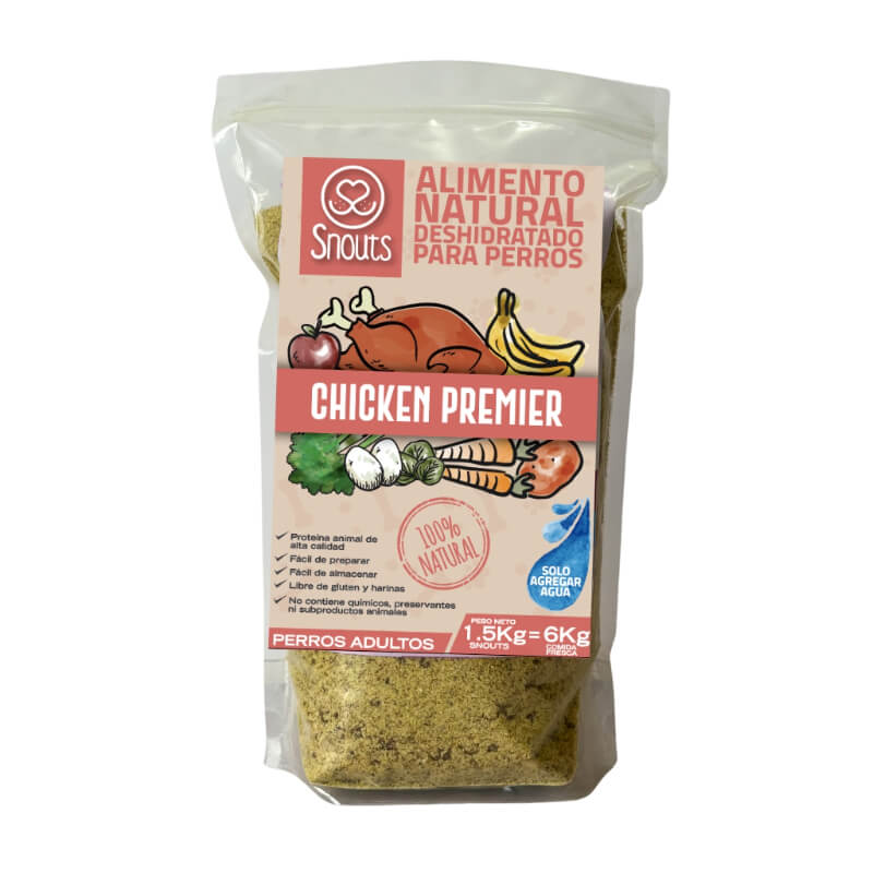 Chicken Premier 1.5 kg: Preparación de alimento natural y saludable deshidratado para perros de pollo con huevo