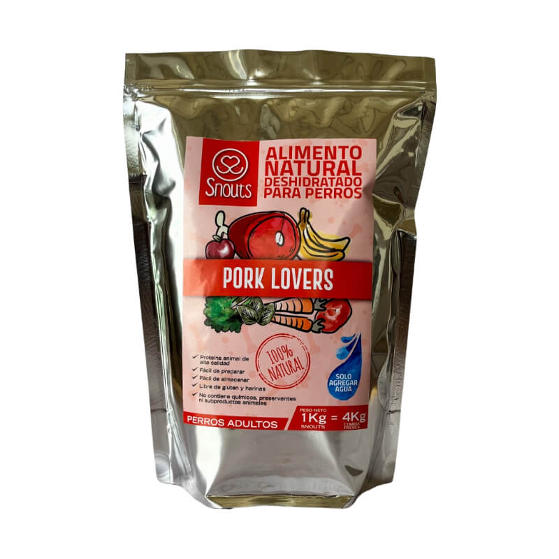 Pork Lovers 1 kg: Preparación de alimento natural y saludable deshidratado para perros de carne de cerdo