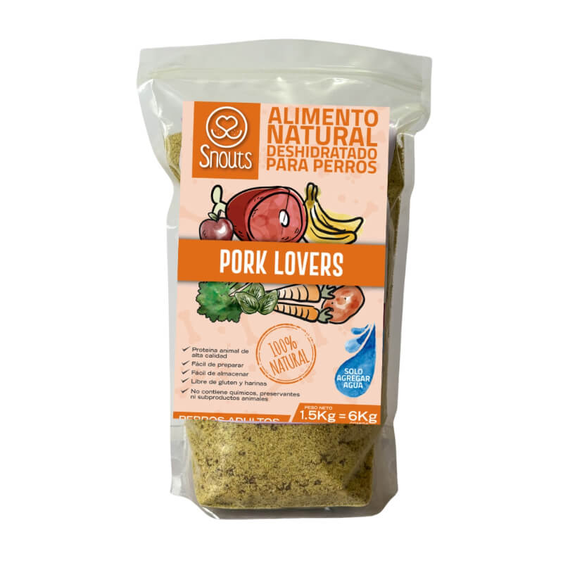 Pork Lovers 1.5 kg: Preparación de alimento natural y saludable deshidratado para perros de carne de cerdo