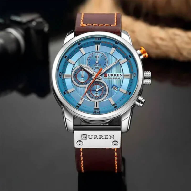 Reloj casual Hombre Lujo Cronografo Deportivo CURREN 8291, reloj casual celeste, Deluxe, Elegante, Reloj casual, relojes