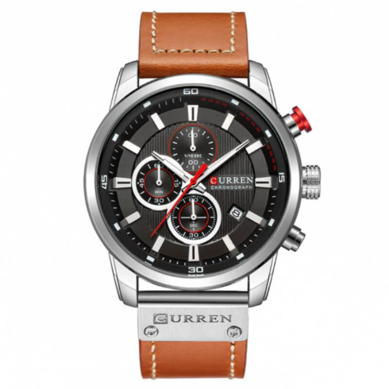 Reloj casual de hombre, reloj de Lujo, Cronógrafo, reloj curren 8291, reloj casual plateado, Deluxe, Elegante, reloj original