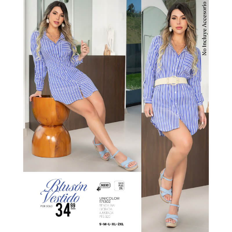 171302 vestido a rayas azul