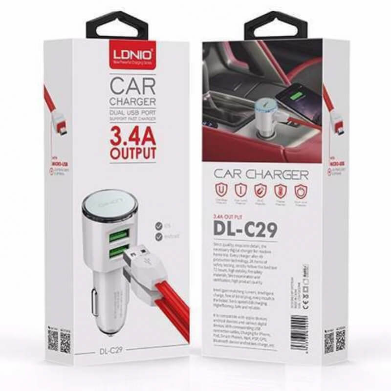 CARGADOR VEH-LDNIO DL-C29 18W 3.4A-2P USB+V8