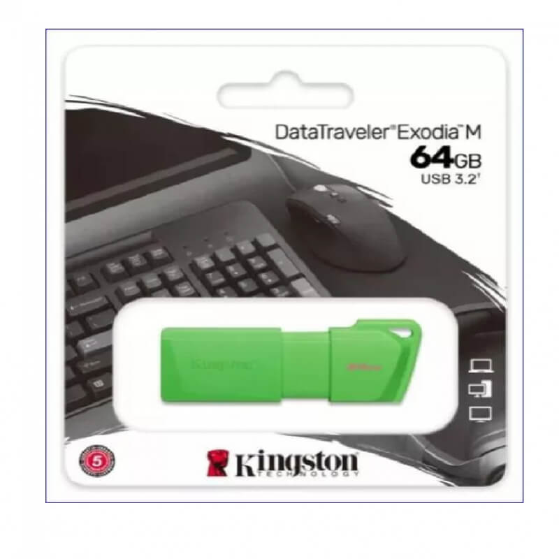 PENDRIVE FLASHMEMORY KINGSTON 64GB USB 3.2 GEN1 EXODIA NEON GREEN