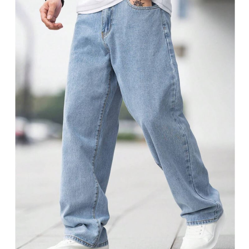 Jeans de algodón holgados para hombre con bolsillos inclinados estilo Y2K