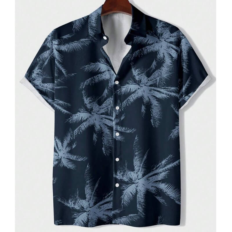 Camisa de hombre con estampado tropical de manga corta