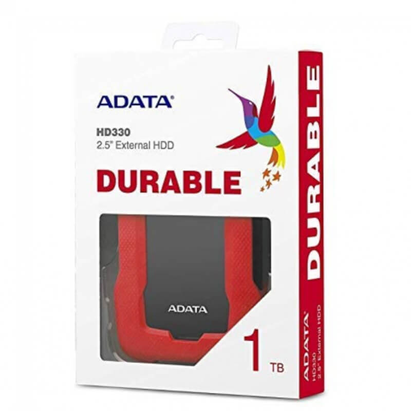 DISCO DURO EXTERNO - ADATA HD330 1 TB - EXTERNO (PORTÁTIL) - USB 3.1 - AES DE 256 BITS - ROJO