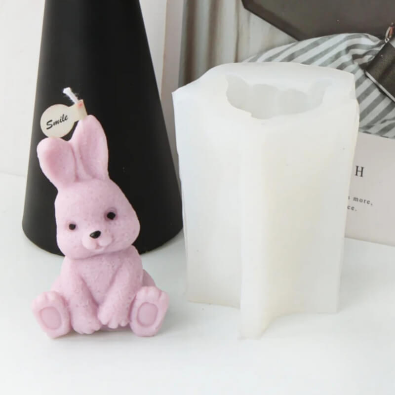 Molde de silicona con diseño CONEJO LARGE 3D para uso en Velas, Jabones, resina, alimentos.