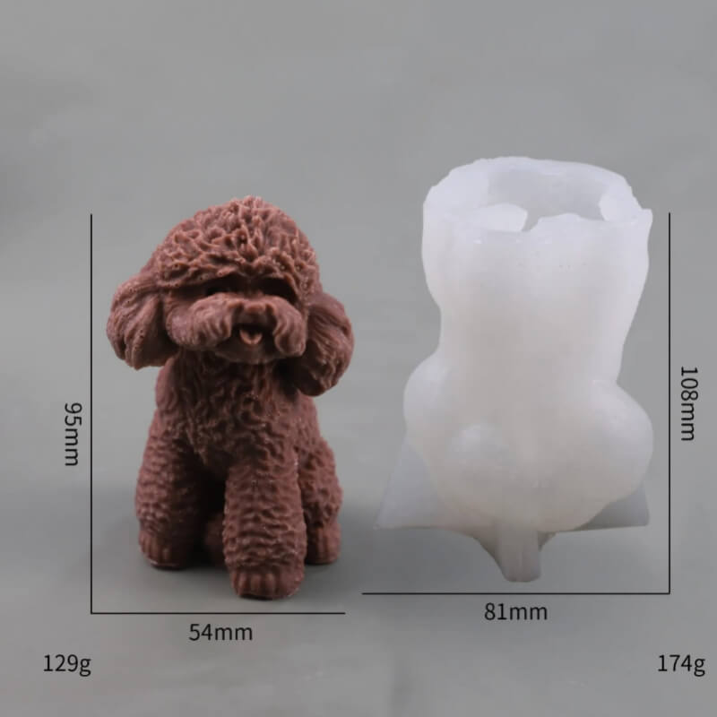 Molde de silicona con diseño de PERRO PODDLE 3D L para uso en Velas, jabón, yeso, alimentos, resina, hielo.