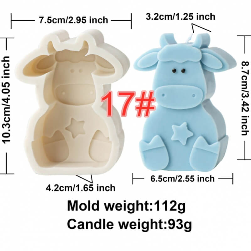 Molde de silicona con diseño de VACA 2D para uso en Velas, jabón, yeso, alimentos, resina, hielo.