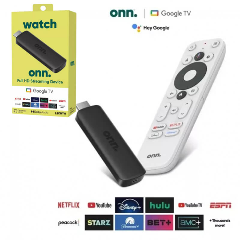 ONN GOOGLE FULL HD WIFI STREAMING 4 RAM 1.5GB ALM. 8GB CONTROL POR VOZ CABLE HDMI