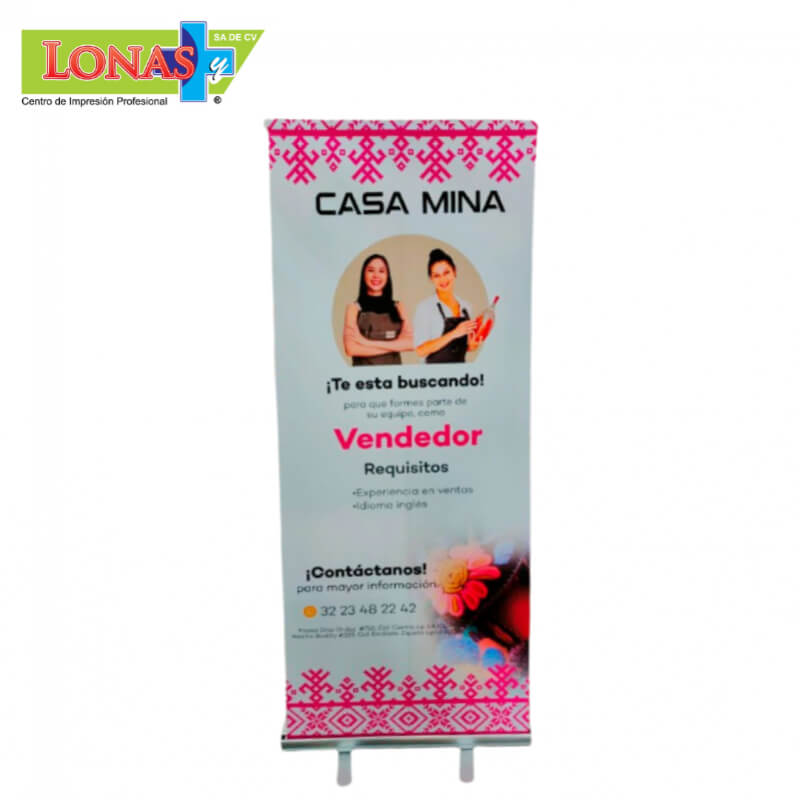 Roll Up 80x200 con Tela Sublimada – Estructura Portátil de Aluminio | Lonas y Más