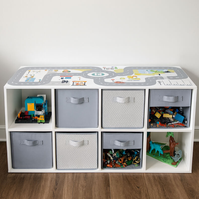 Juguetero X8 con Vinil Decorativo y 6 Cajas Organizadoras