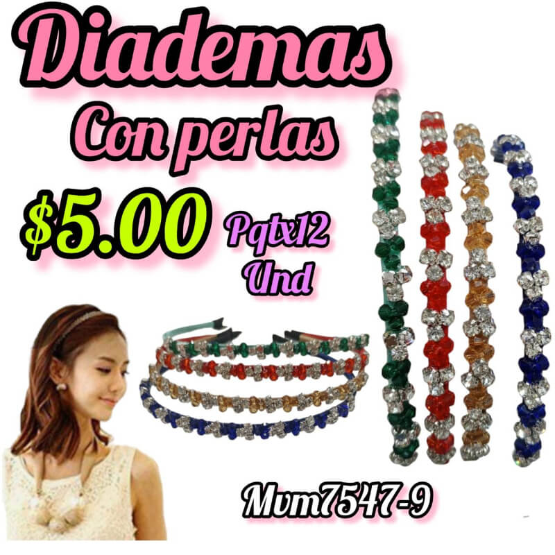 Diadema con perlas MVM7547-9 pqtx12und