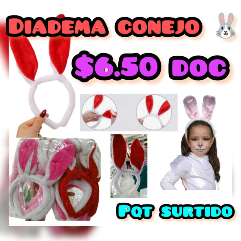 Diadema de conejo pqtx12und