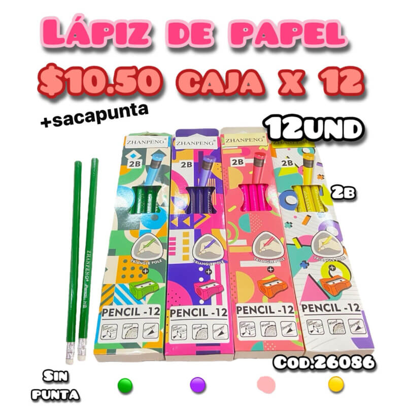 Lápiz de papel + sacapunta 2B - 26086