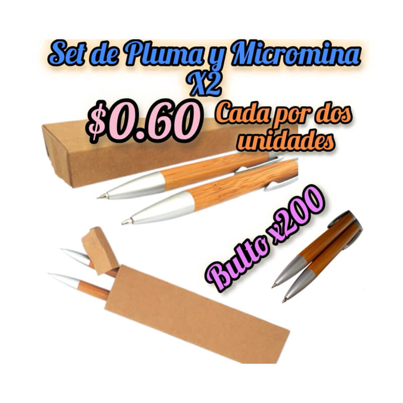 Set de pluma y micromina x 2