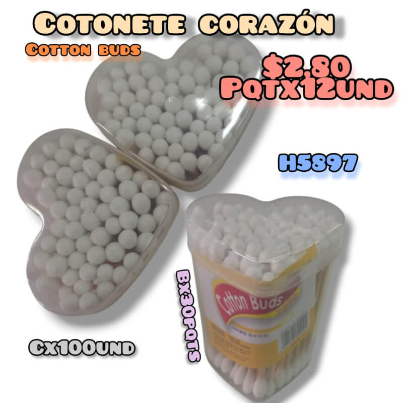 Cotonete de madera de Corazón Cotton Buds