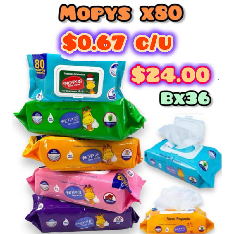 Pañitos Húmedos Mopys pqtX80und - Bx36pqt