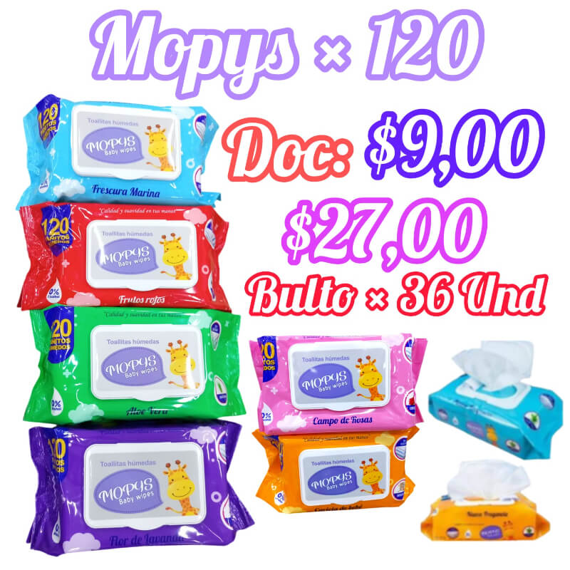 Pañitos Húmedos Mopys pqtX120und - Bx36pqt